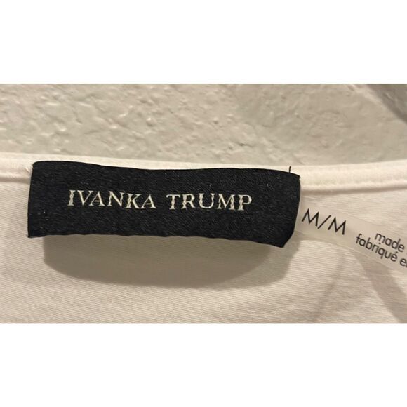 IVANKA TRUMP White Round Neck Plait Short Sleeve Blouse - Picture 2 of 4